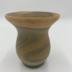 Solid Wood Handmade Lathe Turned Vase Home Decor 4" wide x 4.25" tall